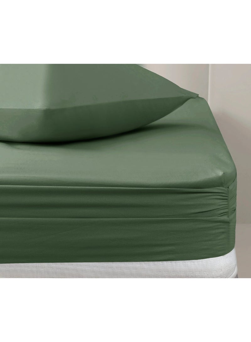 Relax Premium Luxury Bed Sheet Set – Extra Soft & Breathable & Skin-Friendly Fitted Sheet with Deep Elastic Pockets, 2 Pillowcase & 1 Fitted Sheet Included, Elegant Green , 180x200 cm - Image 3